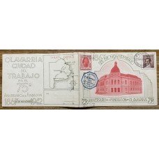 OLAVARRIA 1942 ANTIGUA TARJETA POSTAL DOBLE EN EL ANIVERSARIO DE LA FUNDACION